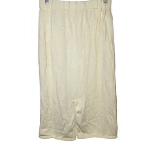 ST JOHN SEPARATES Cream Textured Knit Pencil Skirt Midi Slit career minimal